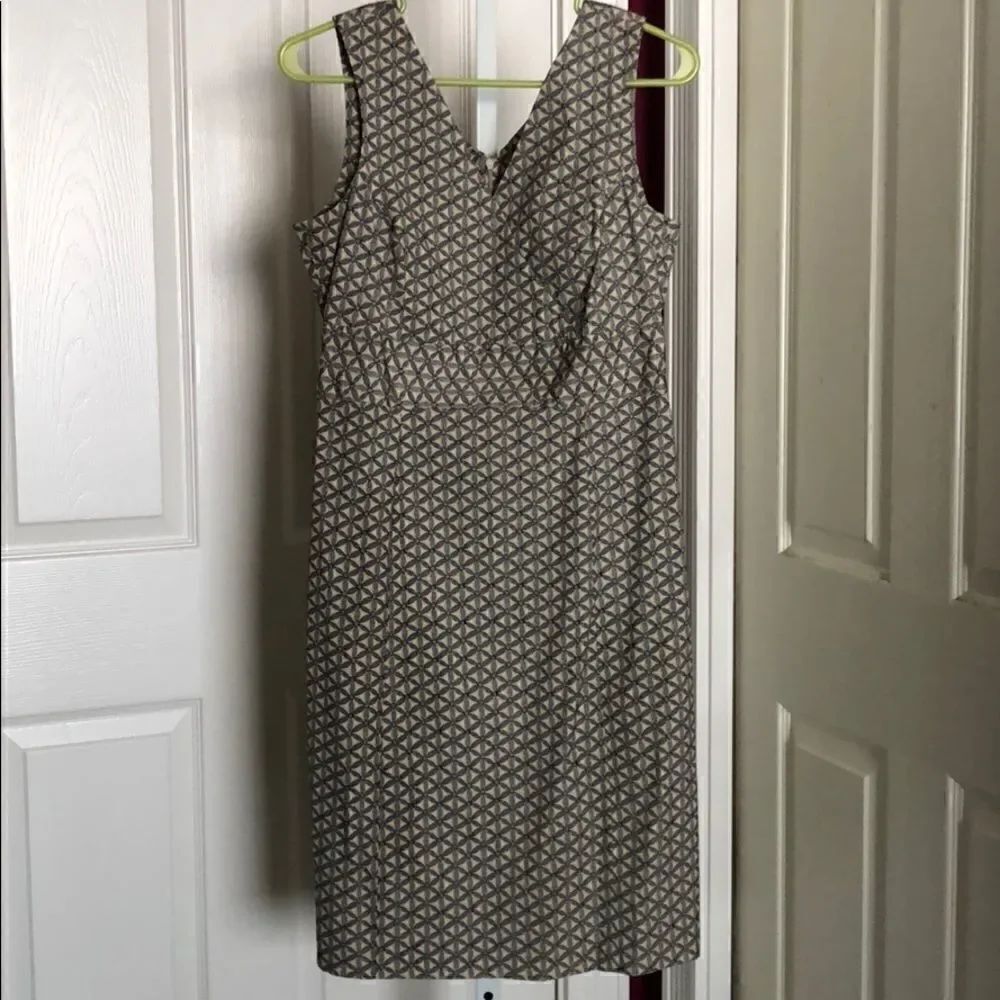 Gap khaki &blue geometric stretch cotton dress 8